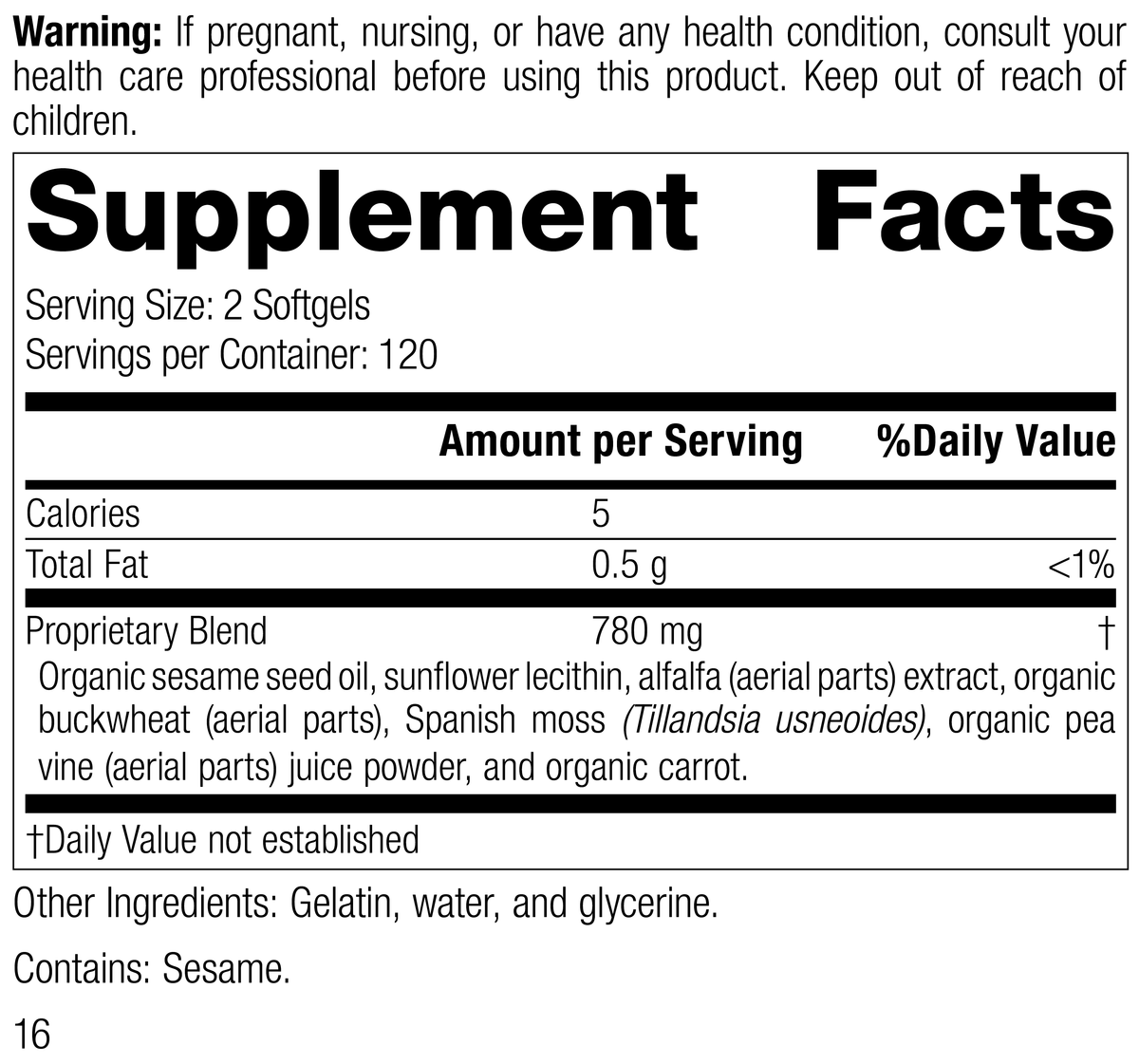 Chlorophyll Complex™, 240 Softgels, Rev 14, Supplement Facts