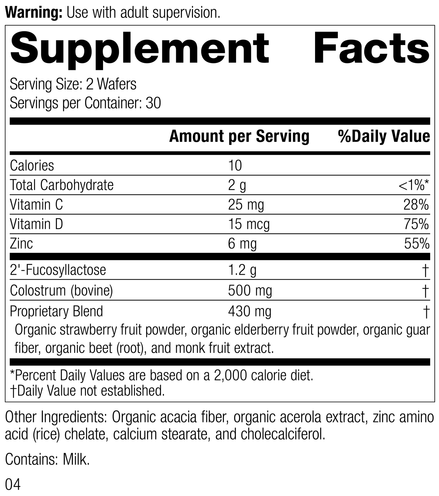 SP Children's Immune, 60 Wafers, Rev 02 Supplement Facts Image